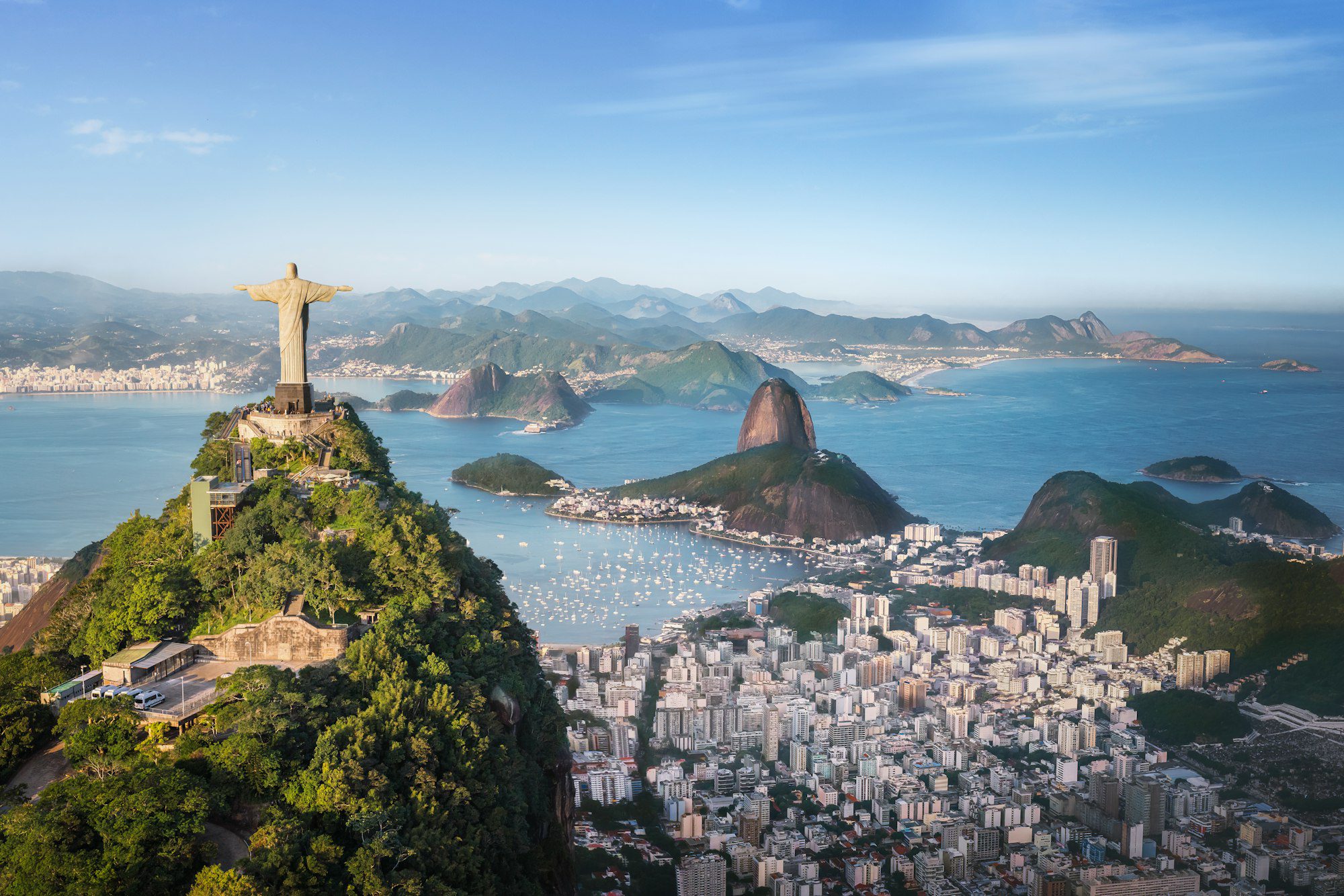 rio com o corcovado, o pão de açúcar e a baía de guanabara rio de janeiro brasil