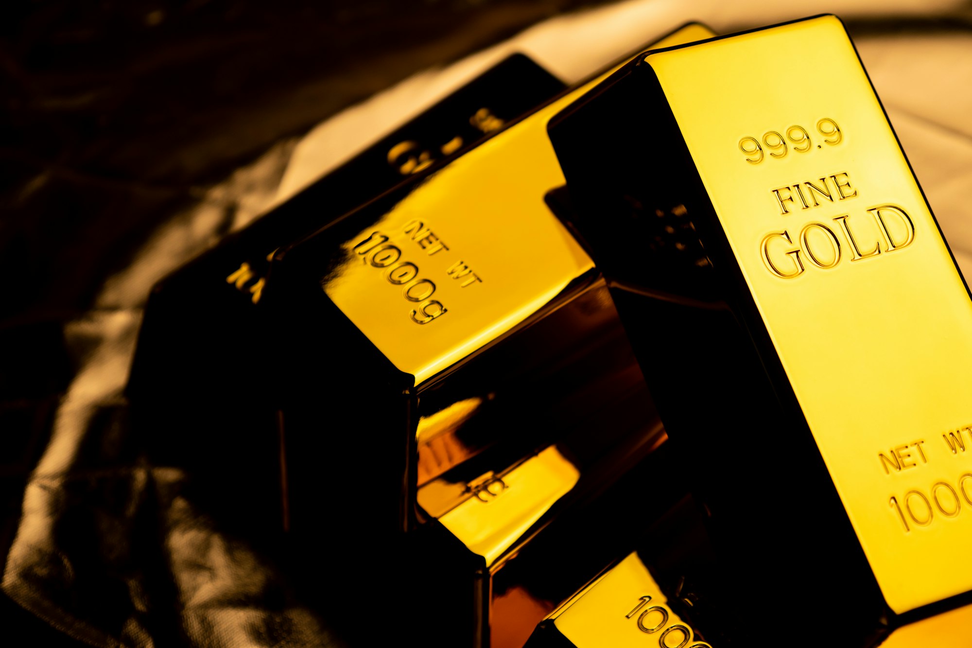 close up of gold bars financial concept